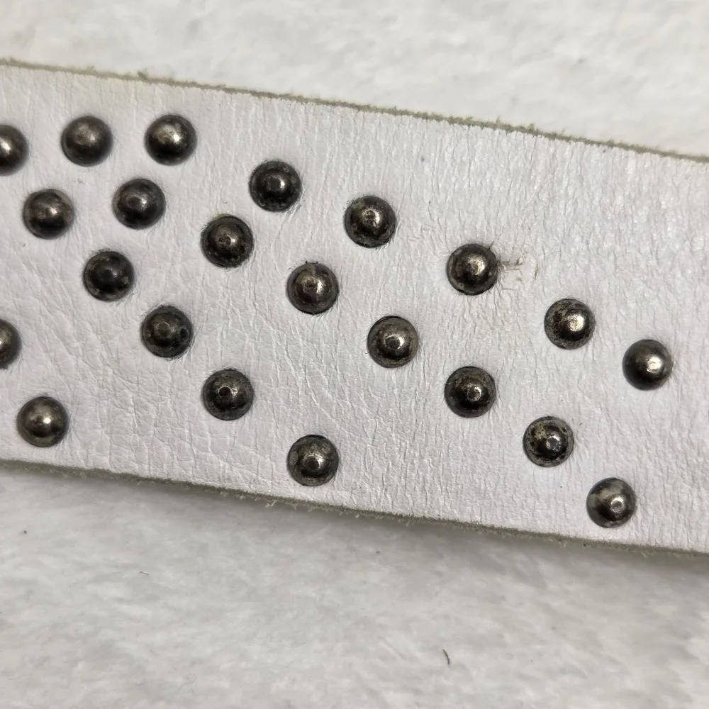 Diesel Vintage‎ Studded White Belt with Silver-Tone Buckle size 35